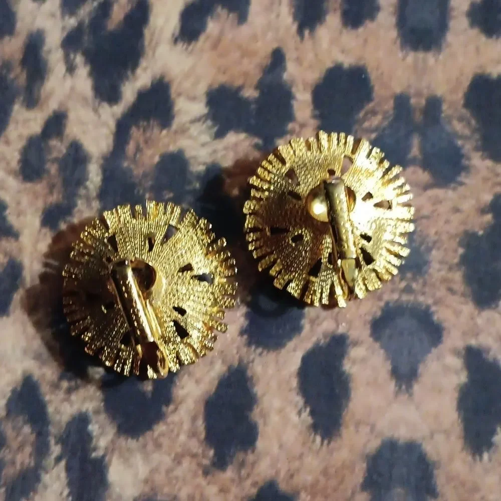 !!Vintage Modernist Brutalist Brooch Pin & Matching Clip On Earrings